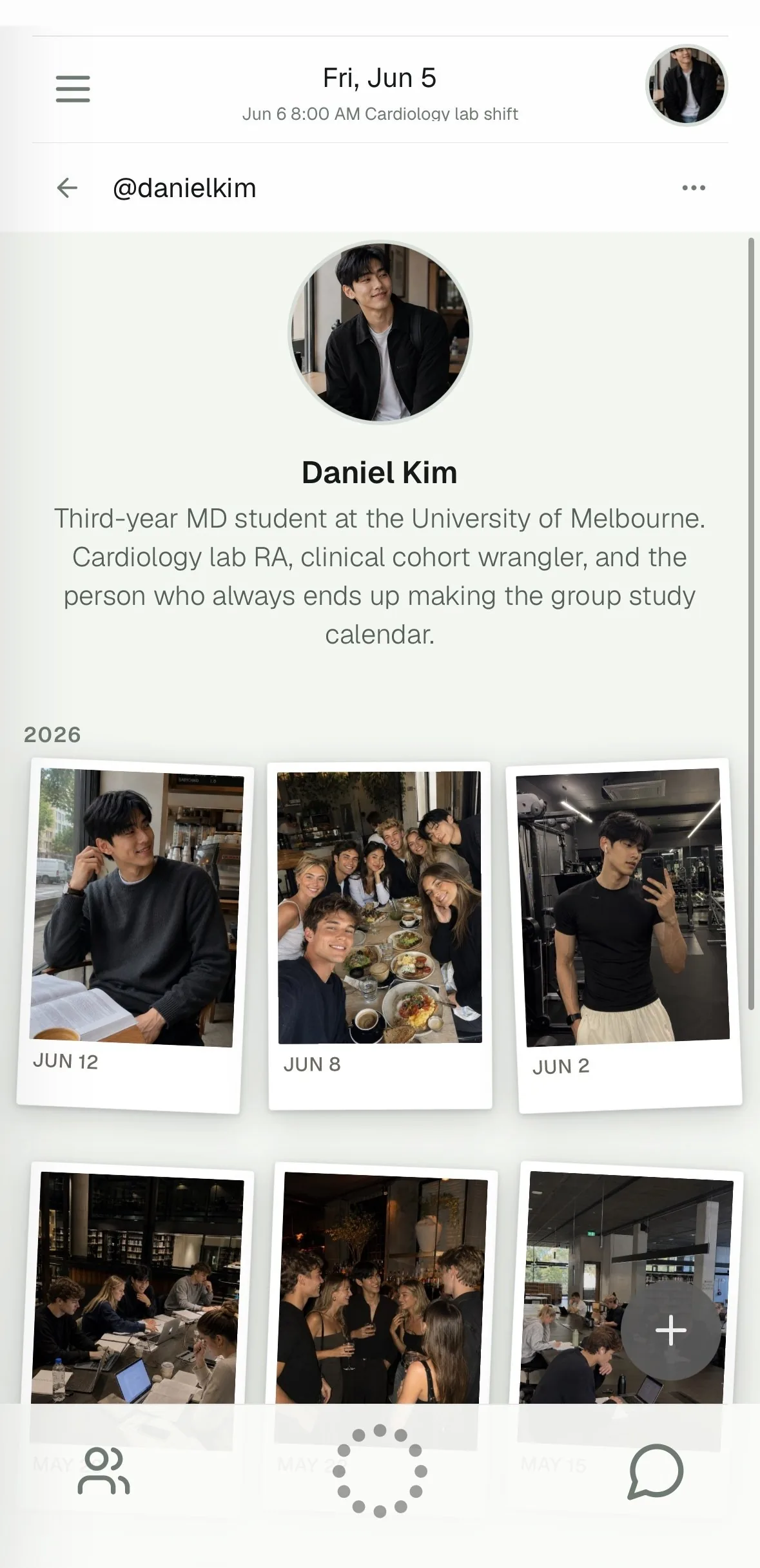 A TOC profile full of photo logs